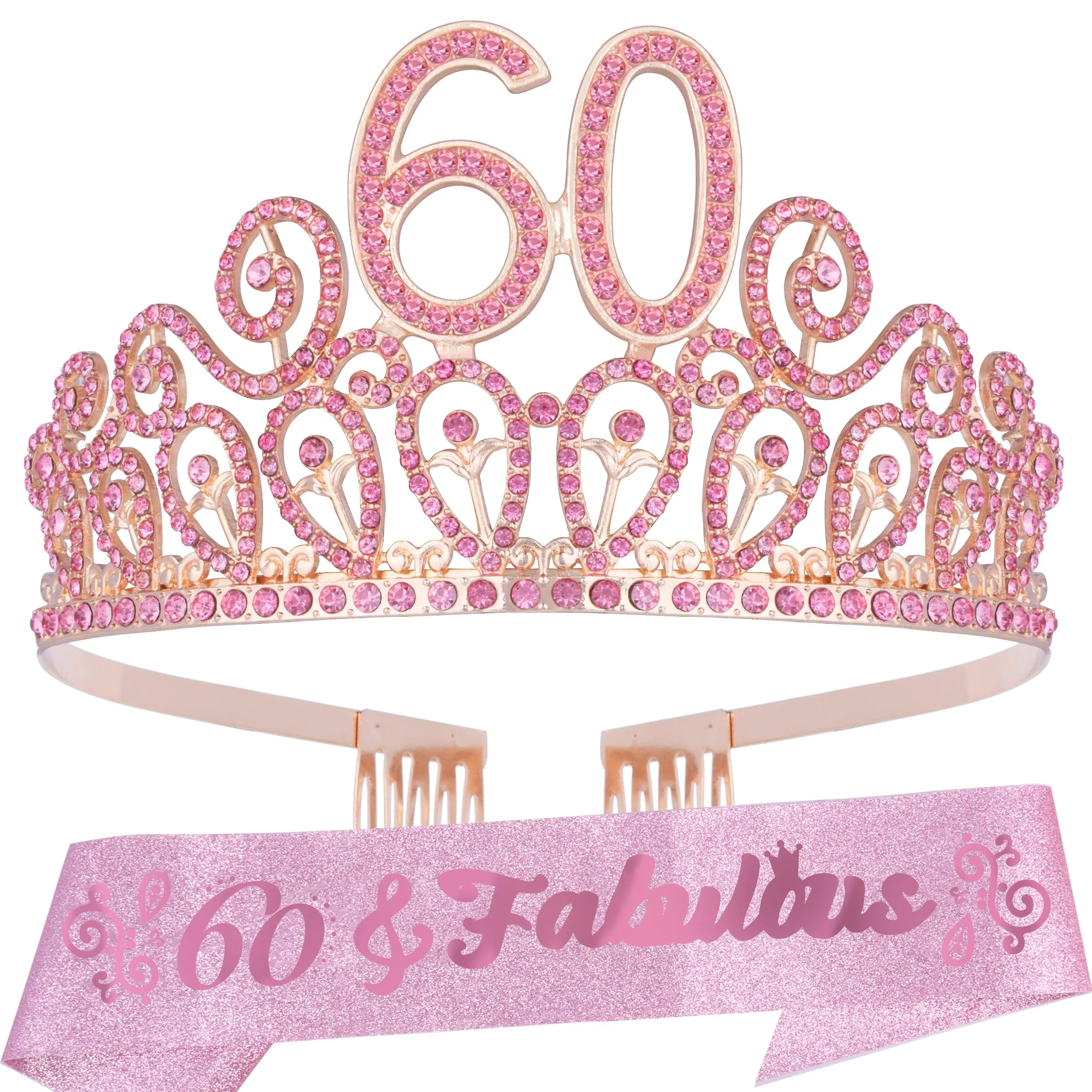 60th Birthday Sash And Tiara For Women - Fabulous Glitter Sash   Ripples