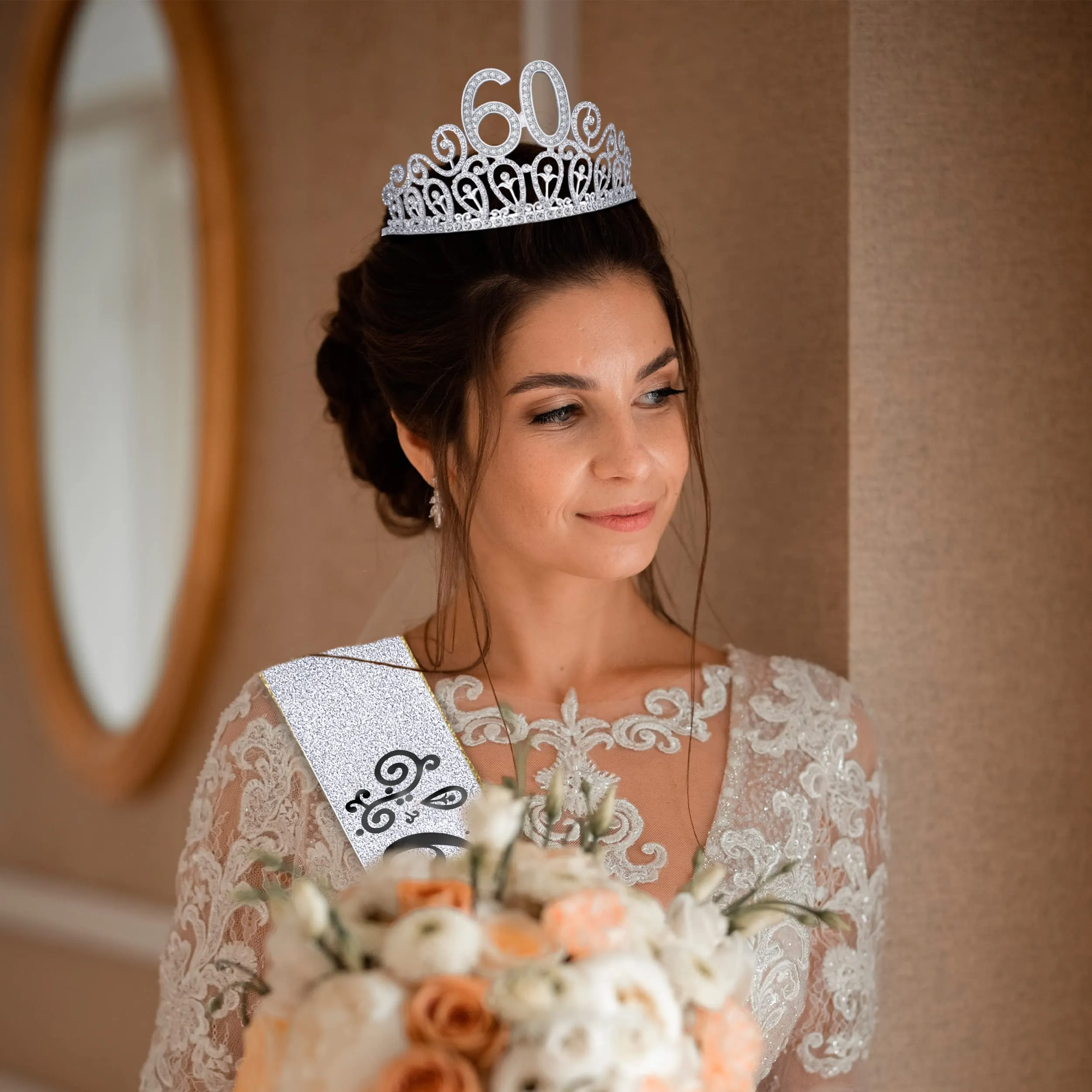 60th Birthday Sash And Tiara For Women - Fabulous Glitter Sash   Ripples