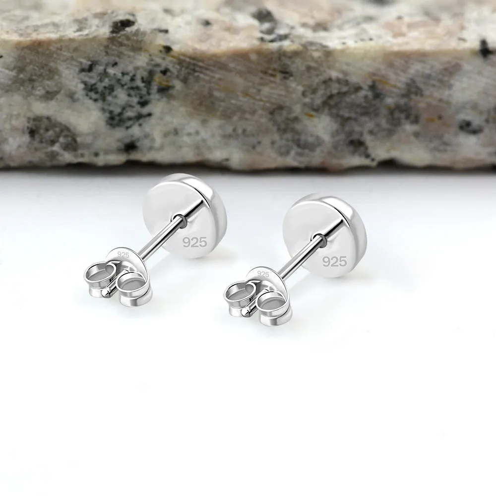 6mm | Mother of Pearl Round Sterling Silver Stud Earrings