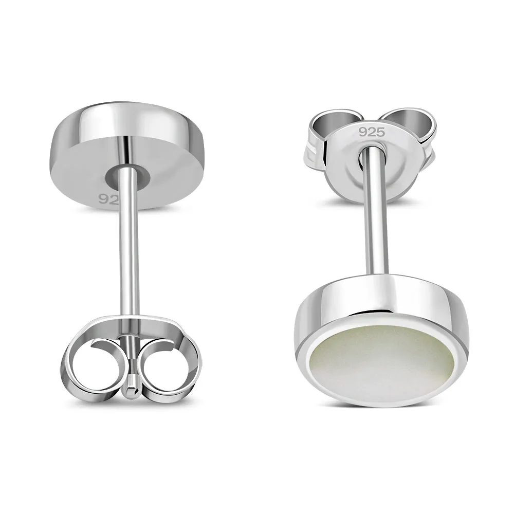 6mm | Mother of Pearl Round Sterling Silver Stud Earrings
