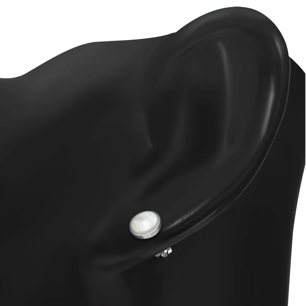 6mm | Mother of Pearl Round Sterling Silver Stud Earrings