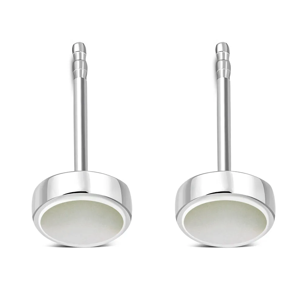 6mm | Mother of Pearl Round Sterling Silver Stud Earrings