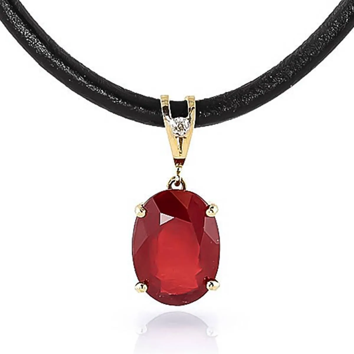 7.71 Carat 14K Solid Yellow Gold Gratitude Ruby Diamond Necklace