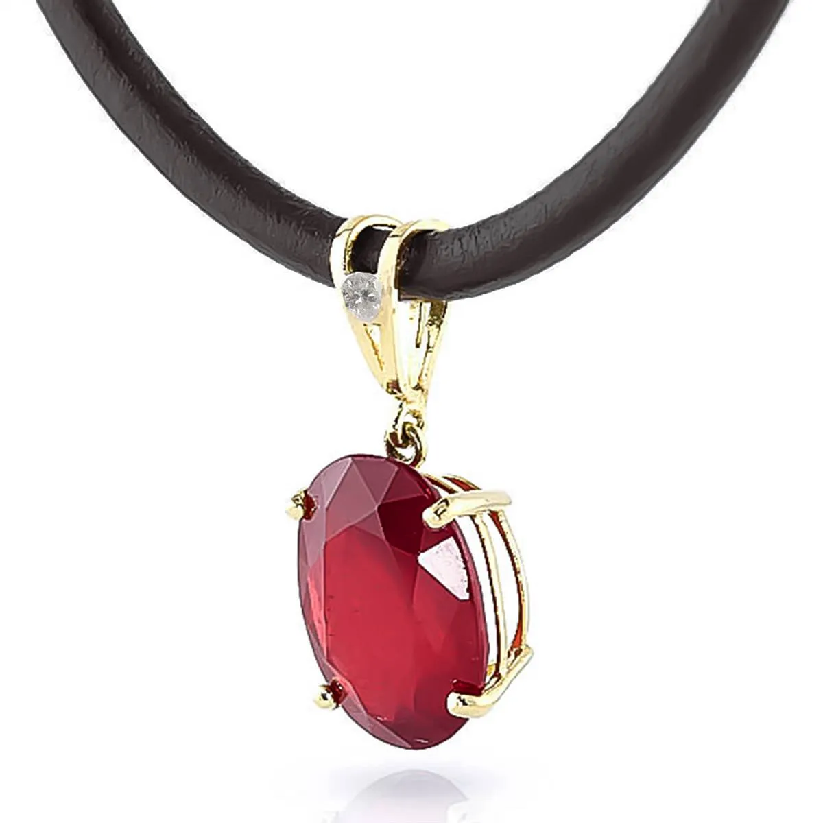7.71 Carat 14K Solid Yellow Gold Gratitude Ruby Diamond Necklace