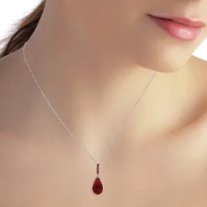 9 Carat 14K Solid White Gold Necklace Briolette Drop Ruby
