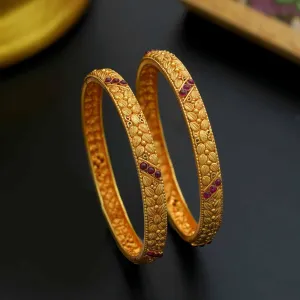 92.5 Silver Princess Bangle With Gold Polish