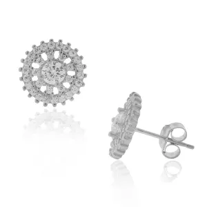 925 Sterling Silver White Clear CZ Round Stud Earrings 925 Sterling Silver White Clear CZ Round Stud Earrings