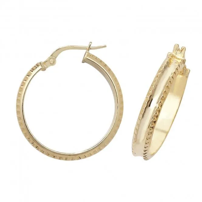 9ct Yellow Gold 30mm Double-Cut Hoop Earrings ER960