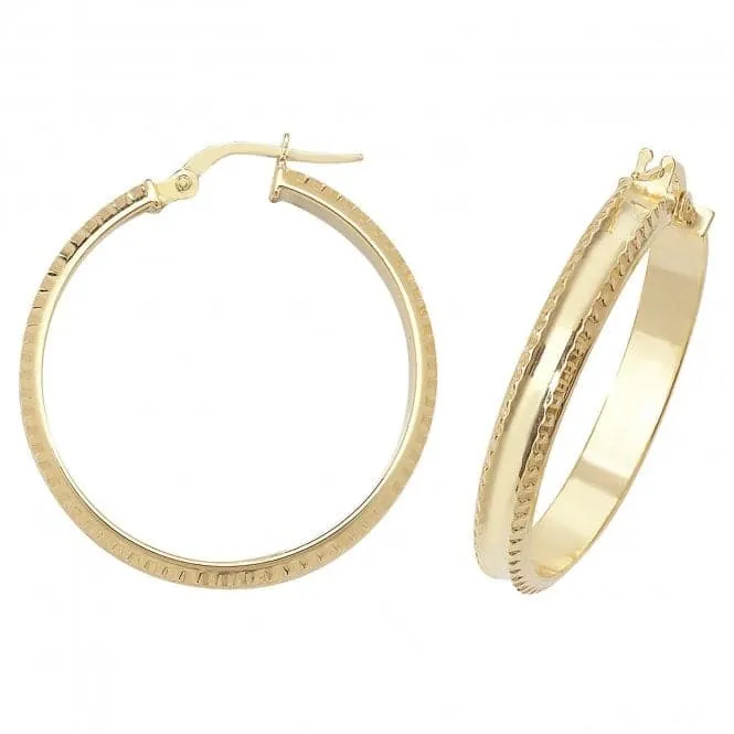 9ct Yellow Gold 30mm Double-Cut Hoop Earrings ER960