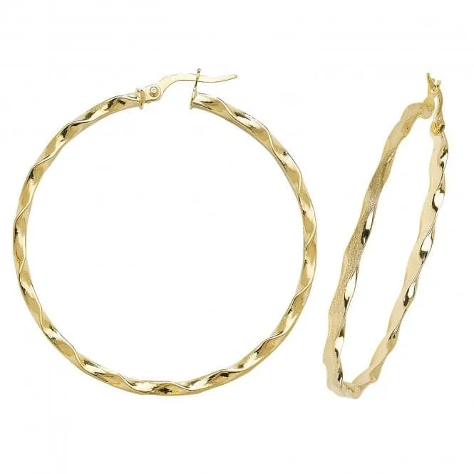 9ct Yellow Gold 50mm Hoop Earrings ER964