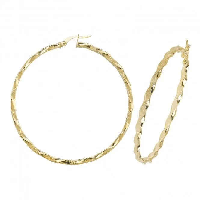 9ct Yellow Gold 50mm Hoop Earrings ER964