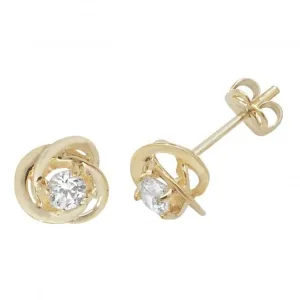 9ct Yellow Gold Zirconia Interlocking Stud Earrings ES458