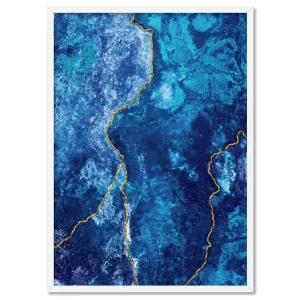 Agate Geode Lapis Lazuli I (faux gold lines)- Art Print