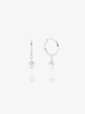 Arrow Spike Huggie Hoop Earrings - Silver - NSE2S