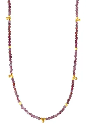 AVF Beaded Ruby & Gold Ball Charms Necklace (SI6704)