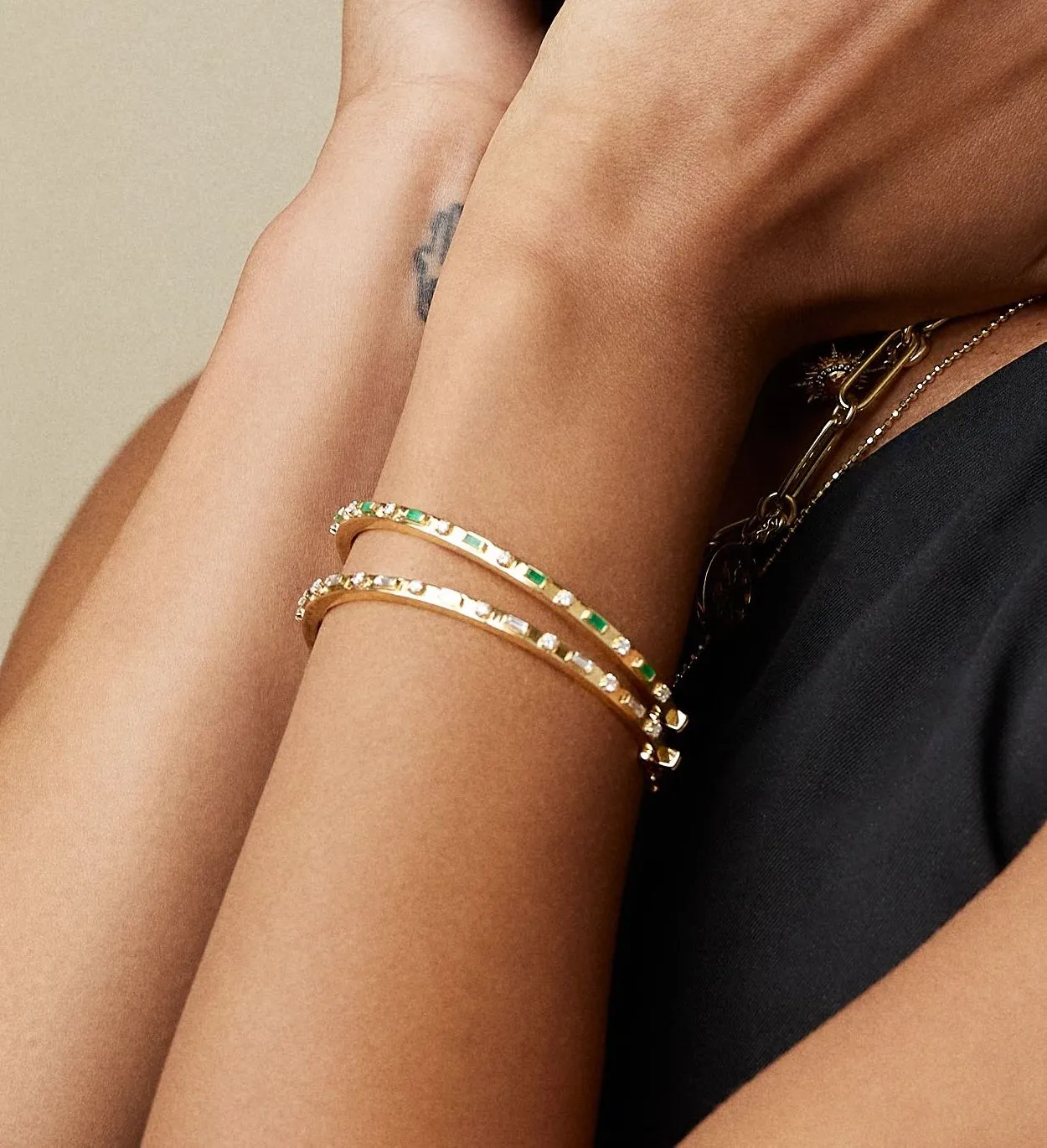 Baguette and Diamond Bangle