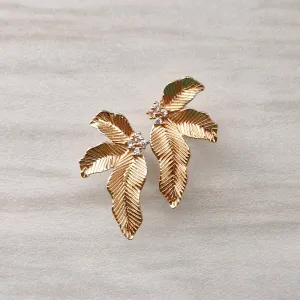 Banana Leaf Studs Gold