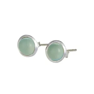 Banyan Round Green Chalcedony Stud Earrings Banyan Round Green Chalcedony Stud Earrings