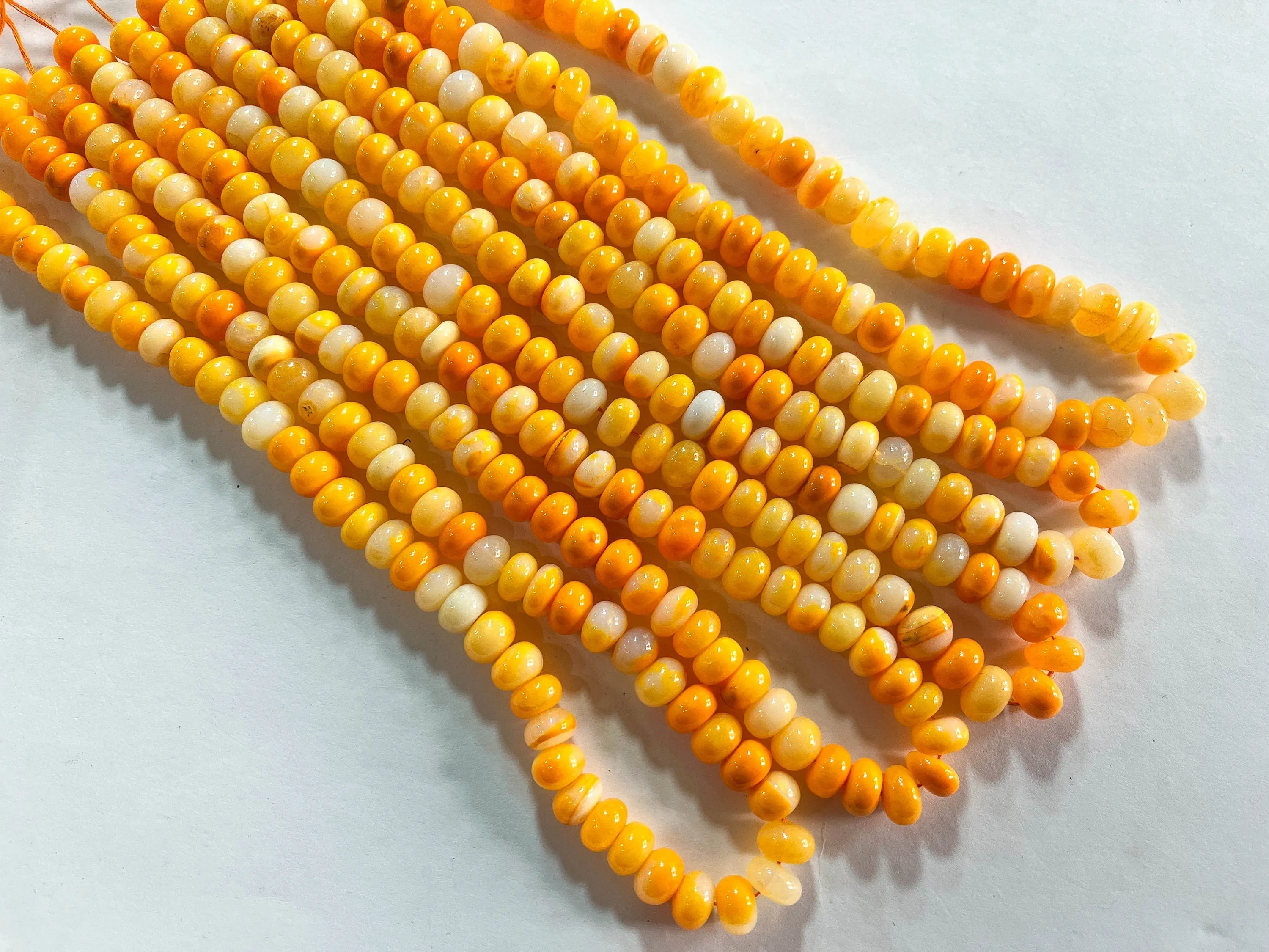 Beautiful Orange Opal Smooth Rondelle Shape Beads