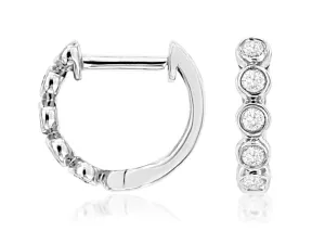 Bezel Set Diamond Huggie Hoop Earrings
