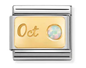 Birthstone 10 - October (White Opal) Gold Charm