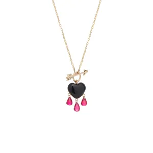 Black Onyx Bleeding Heart Necklace