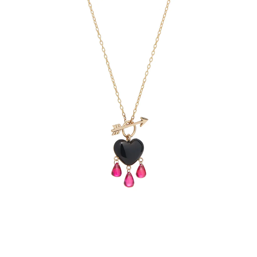 Black Onyx Bleeding Heart Necklace