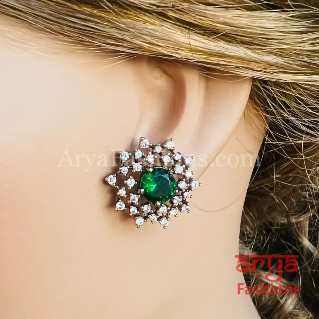Black Rose Gold CZ Studs with Monalisa Stones