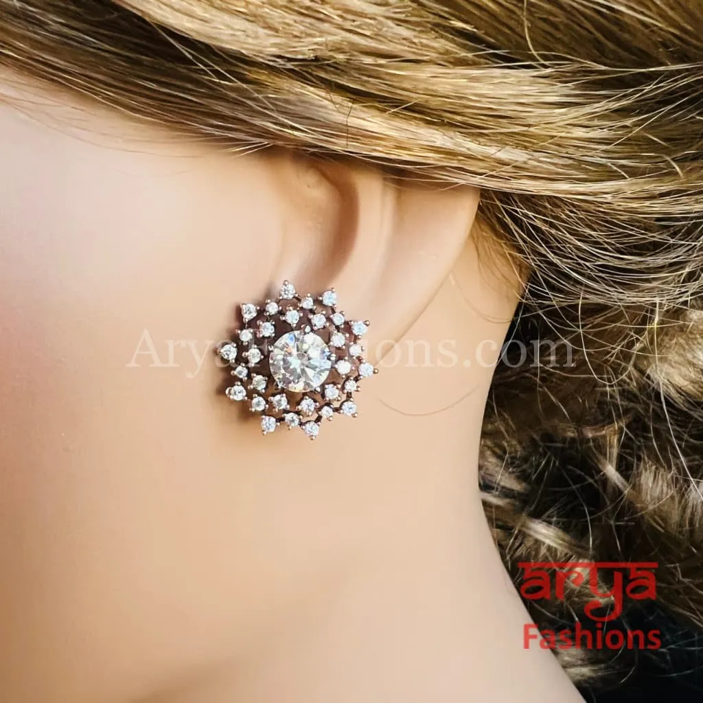 Black Rose Gold CZ Studs with Monalisa Stones