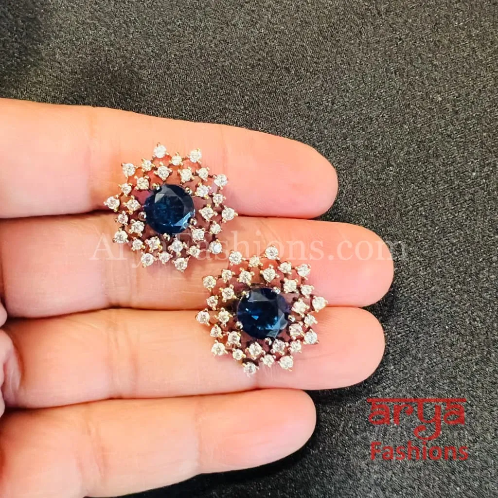Black Rose Gold CZ Studs with Monalisa Stones