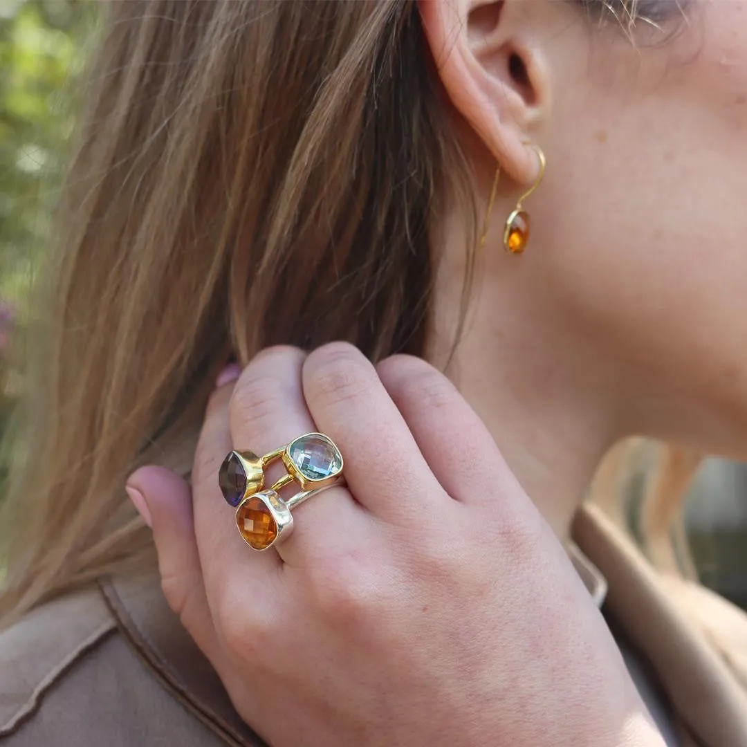 Blue Topaz Cocktail Ring | Rose Gold