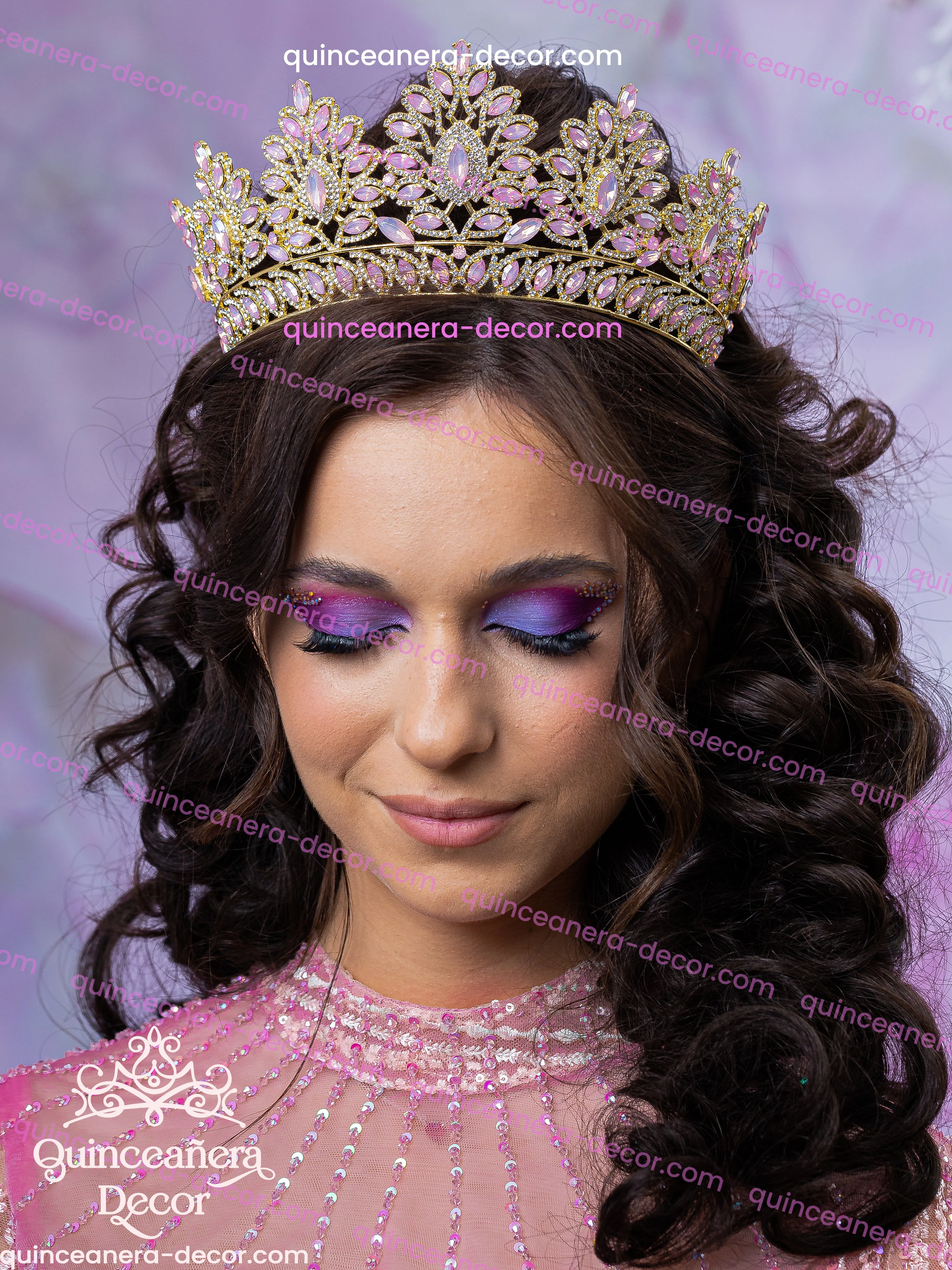Blush Pink with gold Quinceanera Tiara
