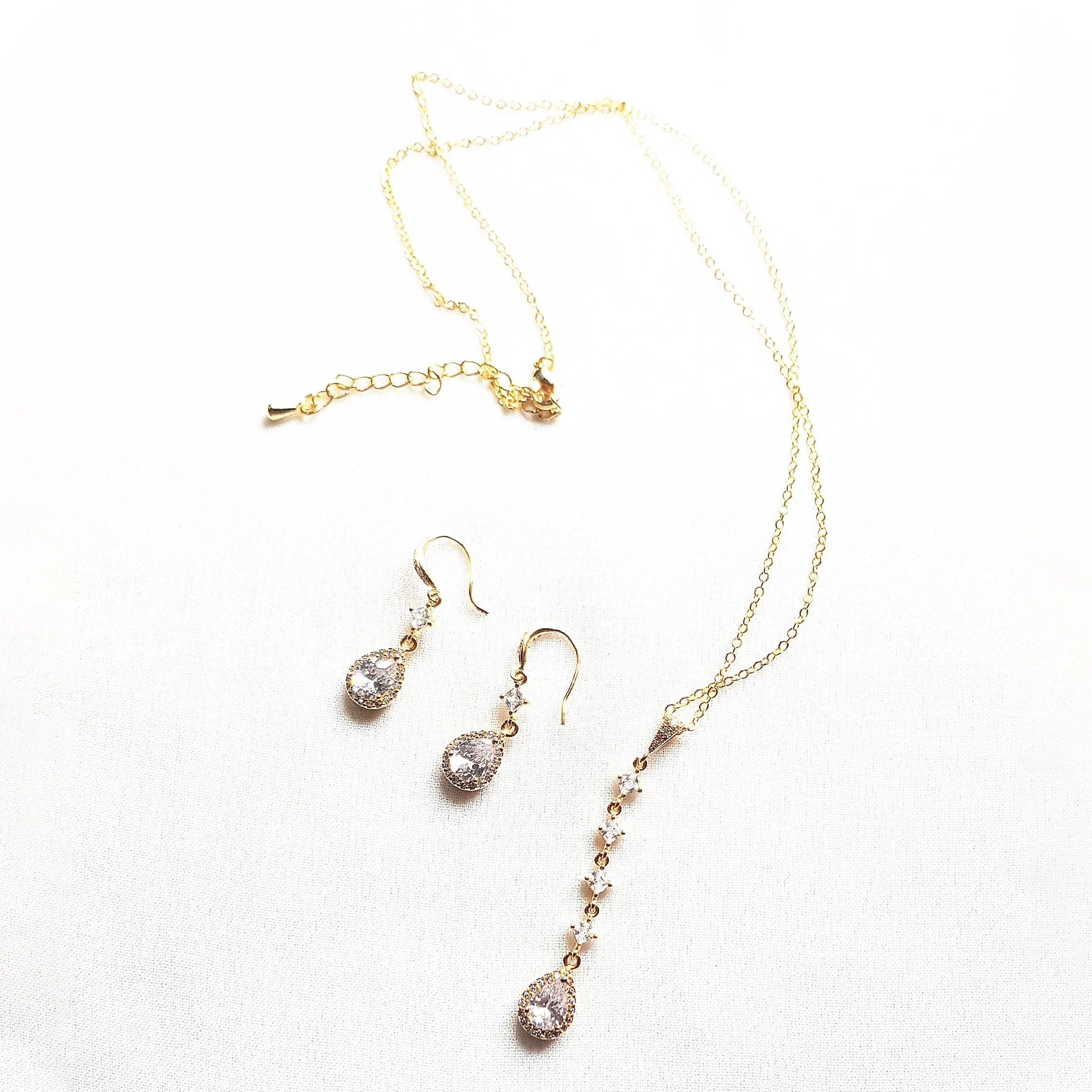 Bridal lariat necklace, bridal y necklace in gold, silver, rose gold