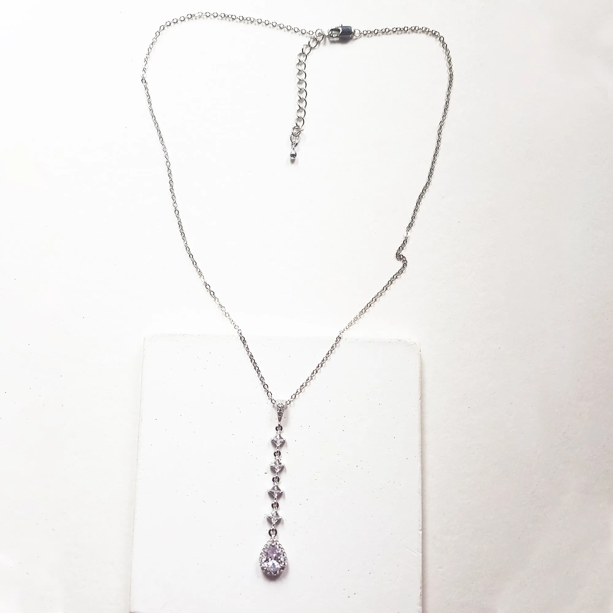 Bridal lariat necklace, bridal y necklace in gold, silver, rose gold