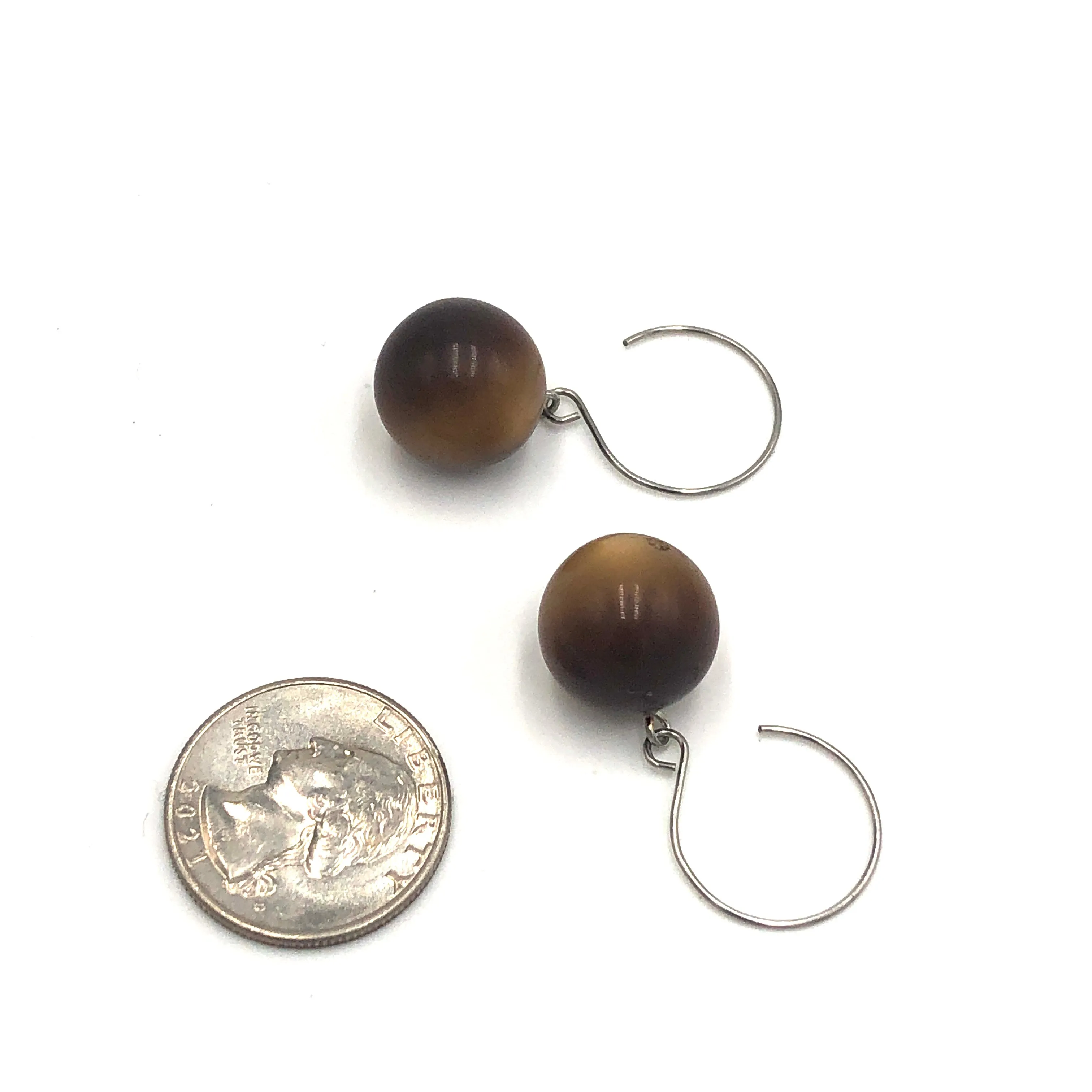 Brown Moonglow Jumbo Ball Drop Earrings