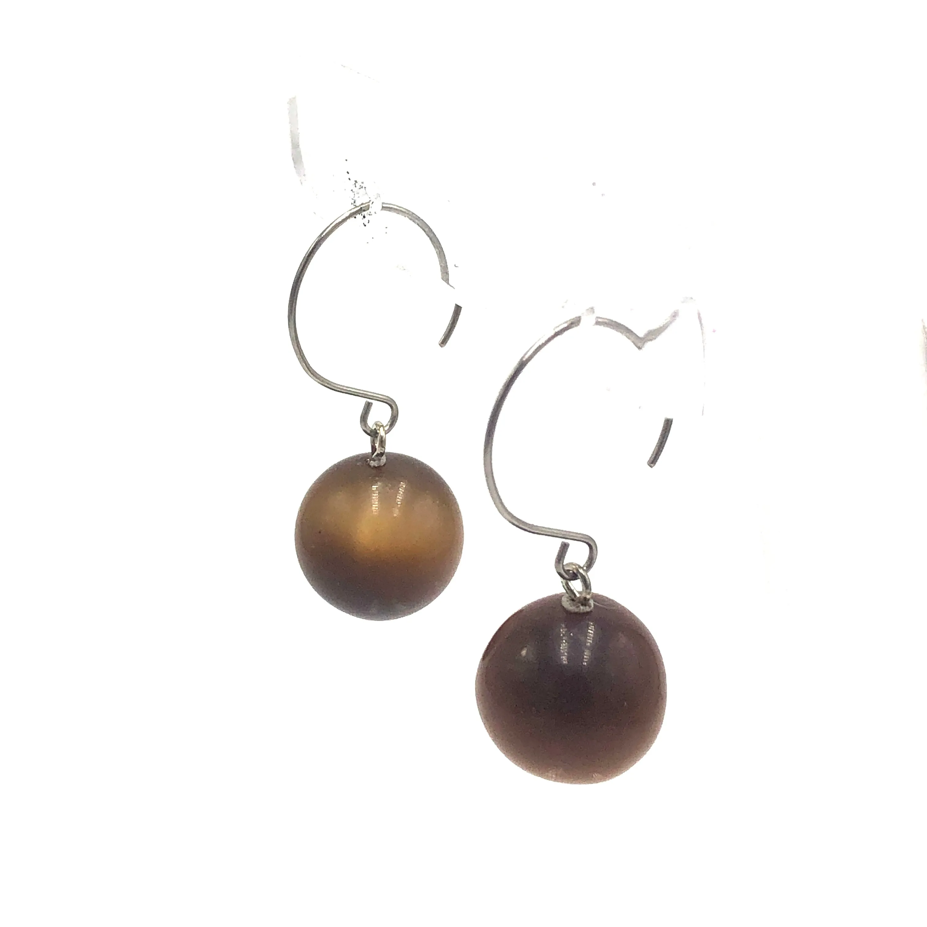 Brown Moonglow Jumbo Ball Drop Earrings