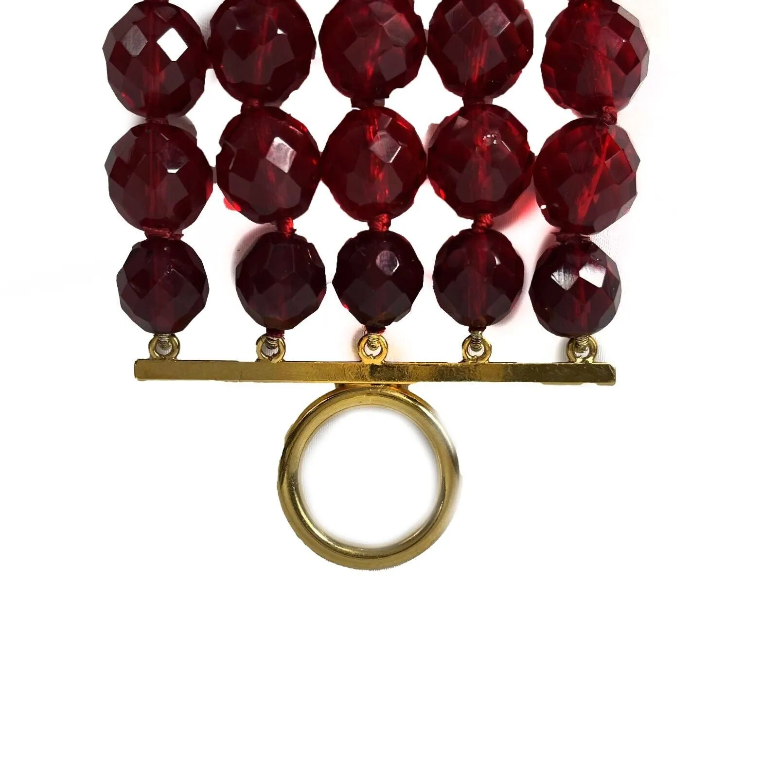 CHANEL - Collection 29 - Vintage Faceted Bead Multi Layered Red Bracelet