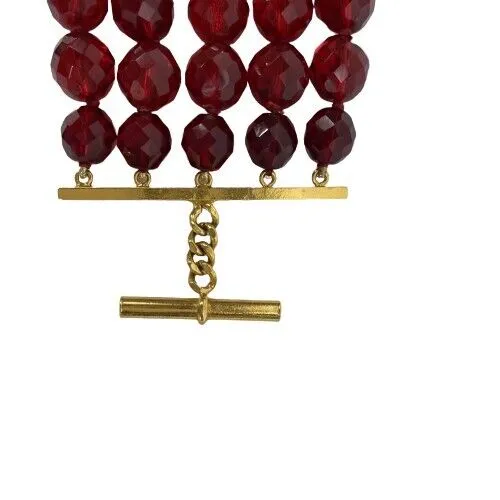CHANEL - Collection 29 - Vintage Faceted Bead Multi Layered Red Bracelet