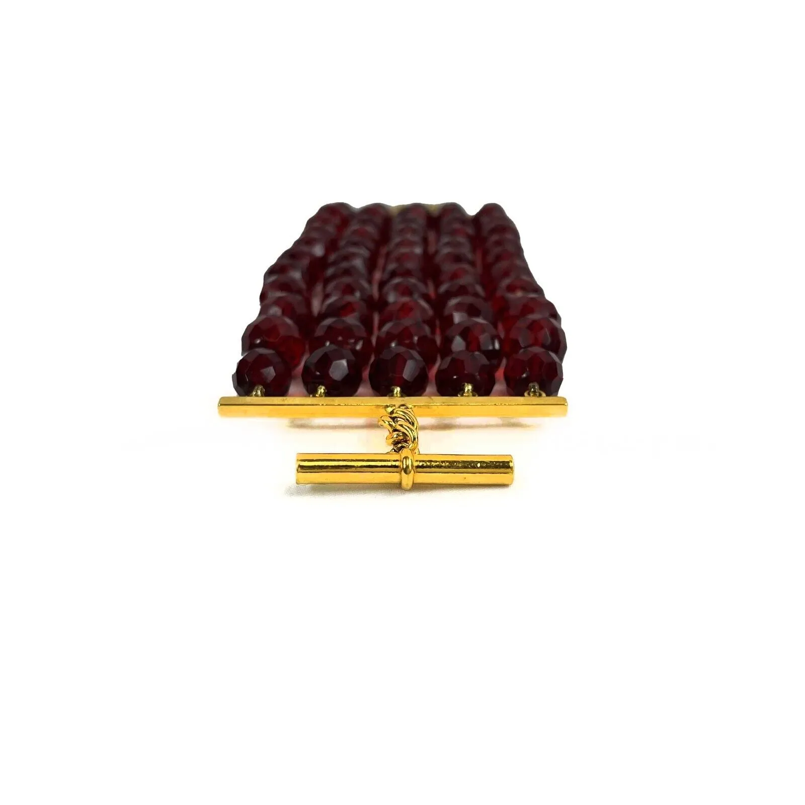 CHANEL - Collection 29 - Vintage Faceted Bead Multi Layered Red Bracelet