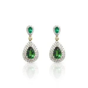 Chrome Tourmaline and Emerald Drop Earrings