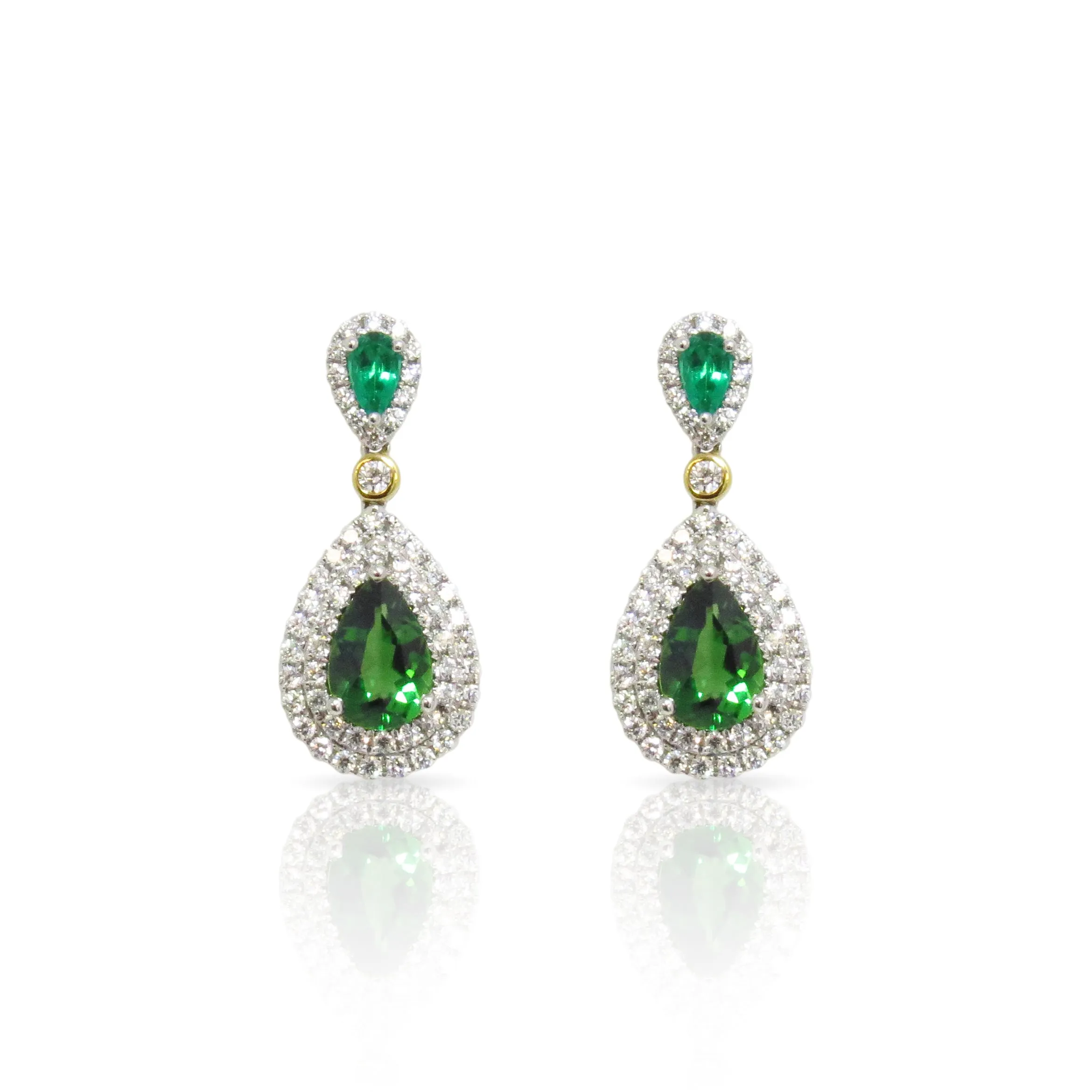 Chrome Tourmaline and Emerald Drop Earrings