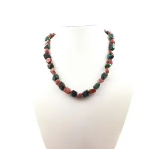 Chrysocolla from the USA   Ruby from Brazil beads necklace.