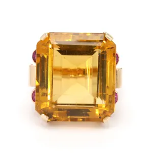 Citrine and Sapphire Cocktail Ring