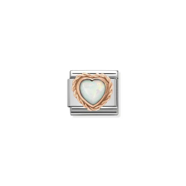 Classic White Opal Heart Link - Rose Gold - 430509/22