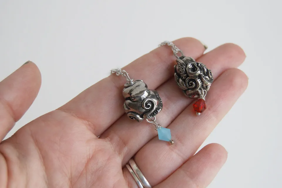 Coiled Octopus Necklace | Octopus Charm Jewelry | Nautical Pendant