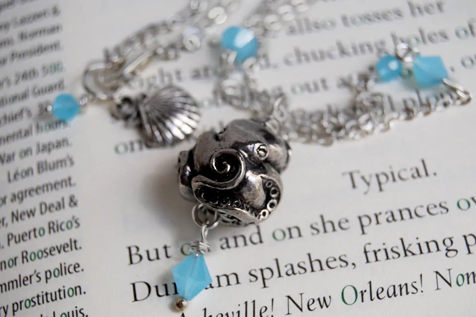 Coiled Octopus Necklace | Octopus Charm Jewelry | Nautical Pendant