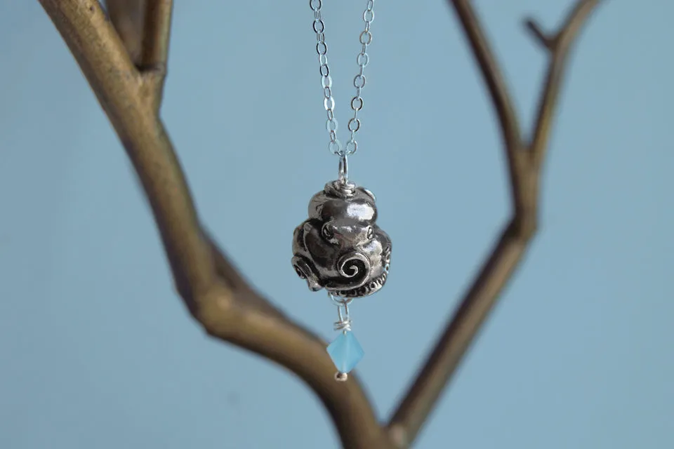 Coiled Octopus Necklace | Octopus Charm Jewelry | Nautical Pendant