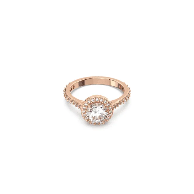 Constella Cocktail Round Cut Pavé White Rose Gold-tone Plated Ring