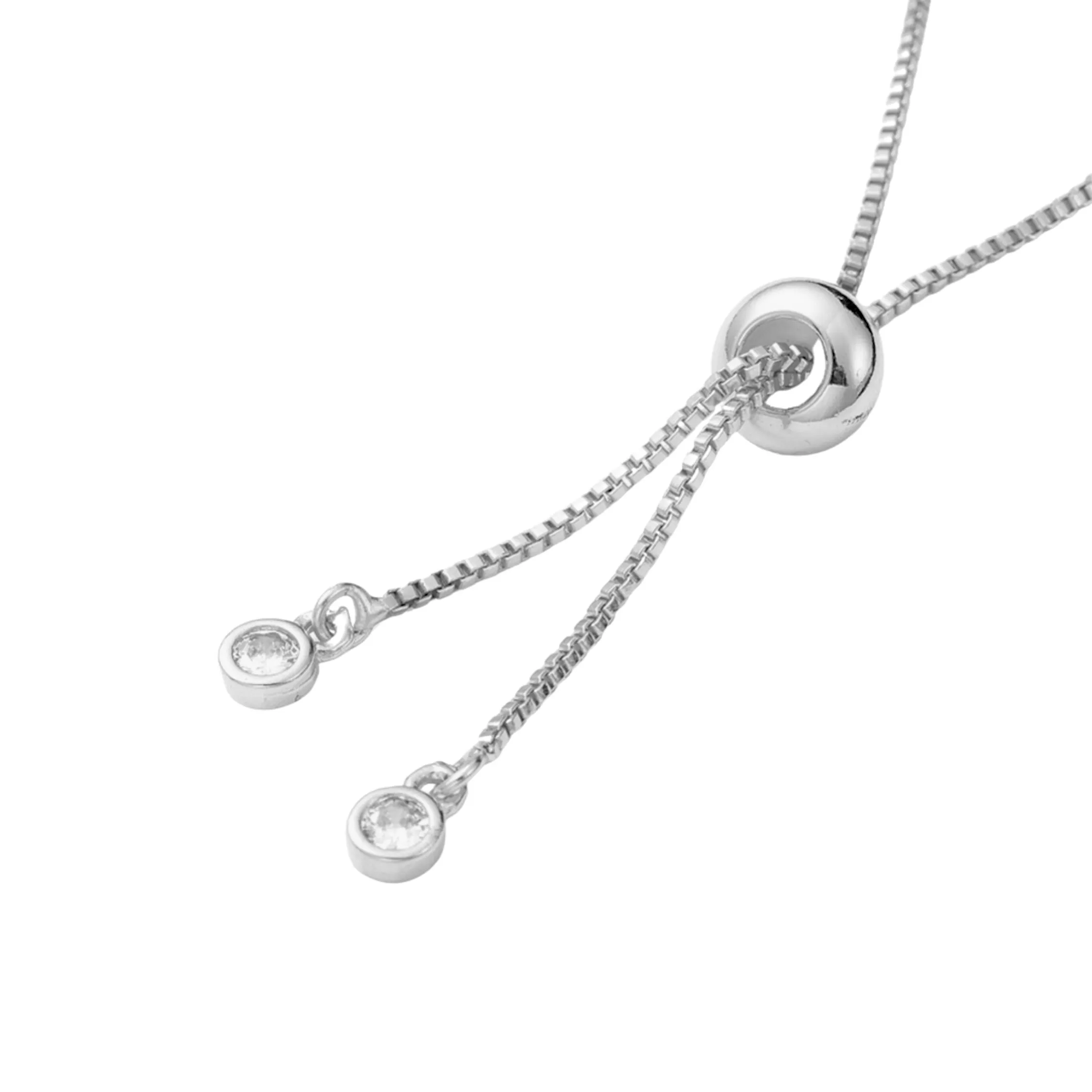Cubic Zirconia Adjustable Bracelet in Gold and Silver