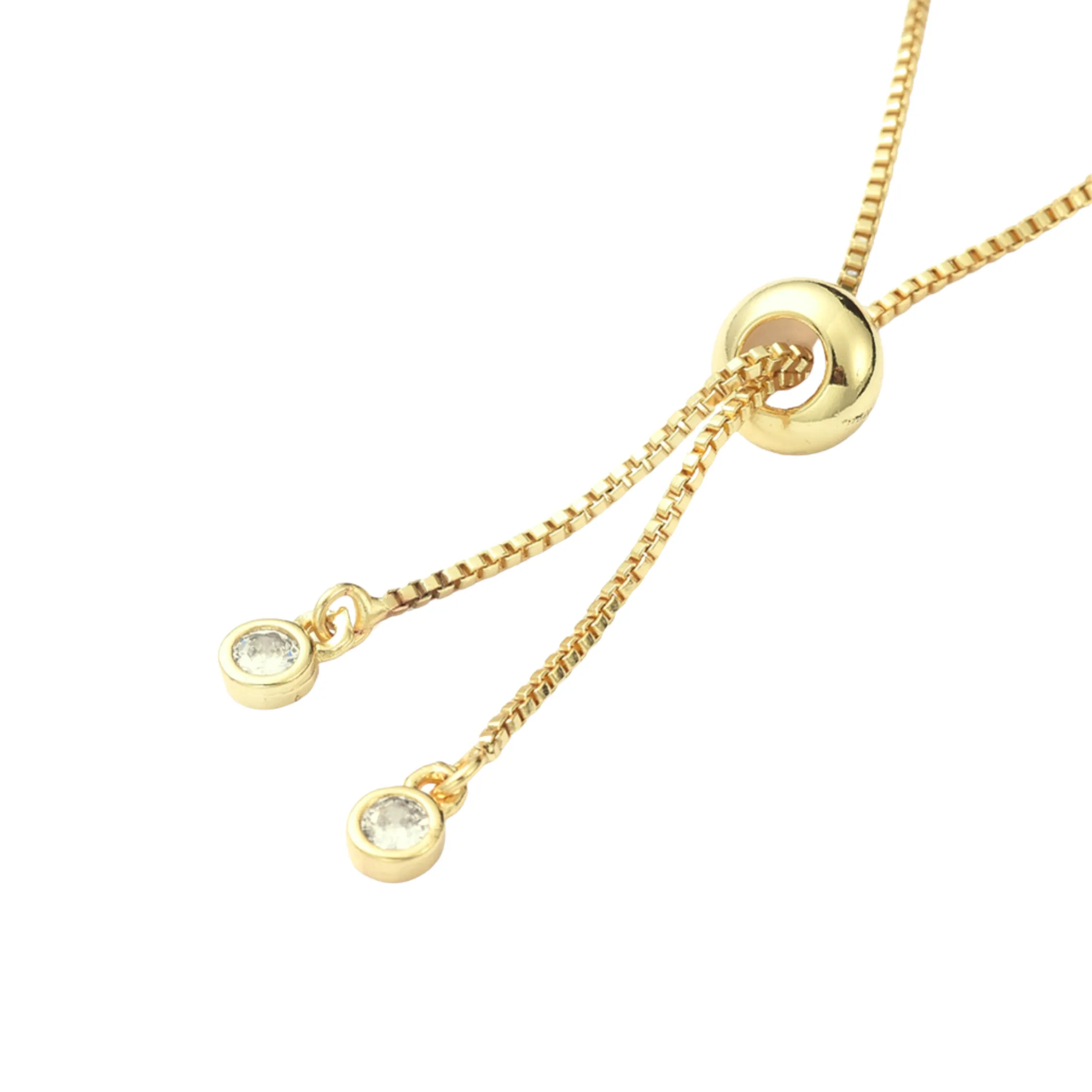 Cubic Zirconia Adjustable Bracelet in Gold and Silver